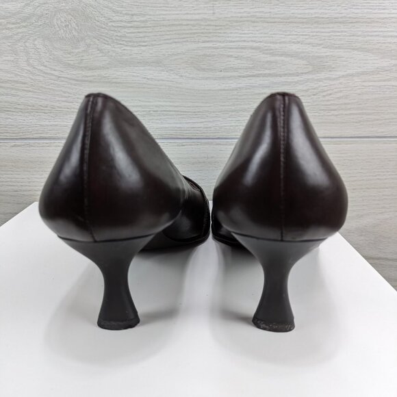 Etienne Aigner Leather Square Toe Buckle Pumps - Picture 5 of 11